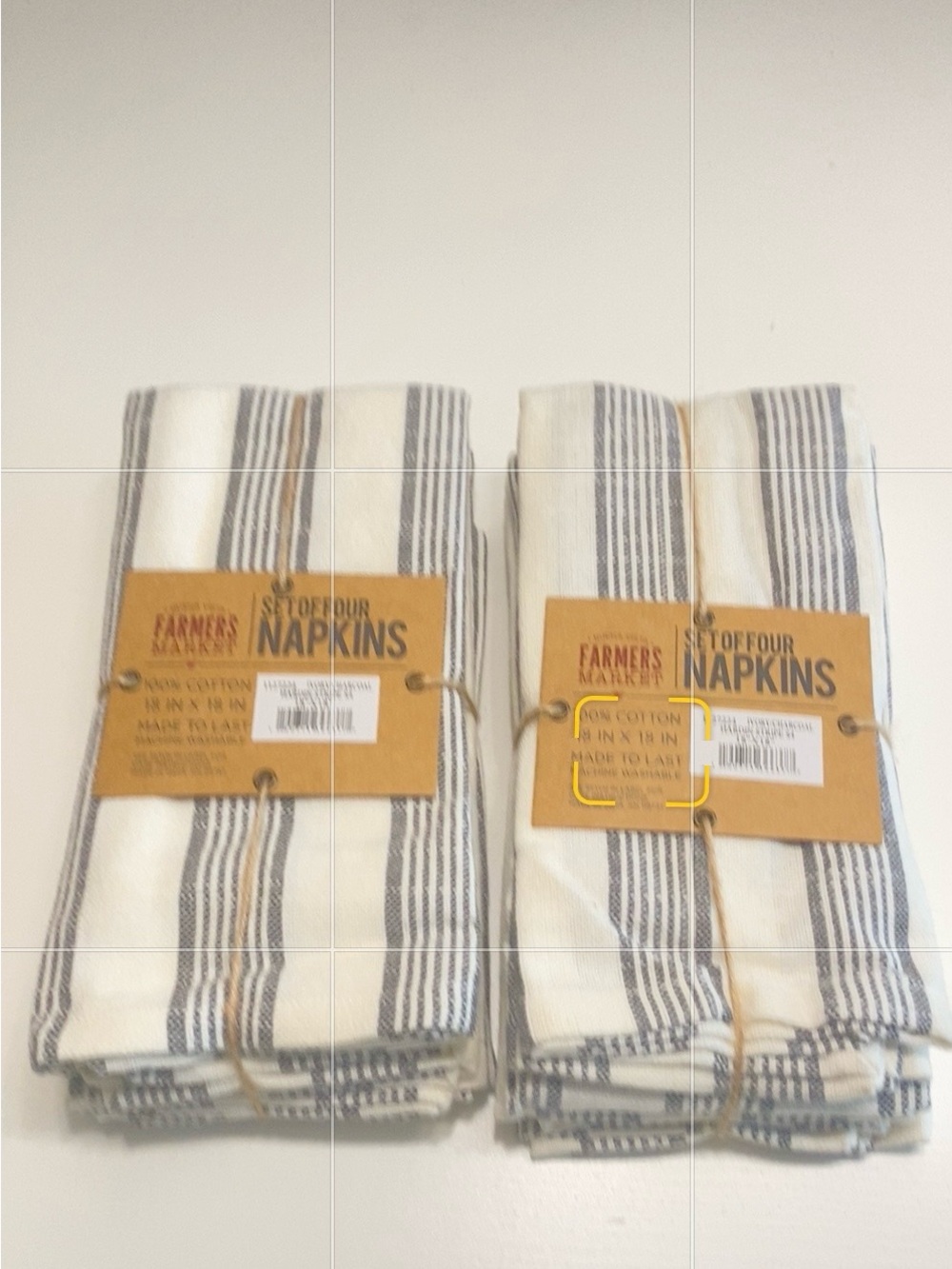 Blue Stripe 100% Cotton Napkin Set - Two  Packs of 4 (8 total)
